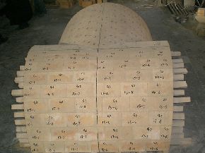 Combination bricks for hot blast furnace pipes